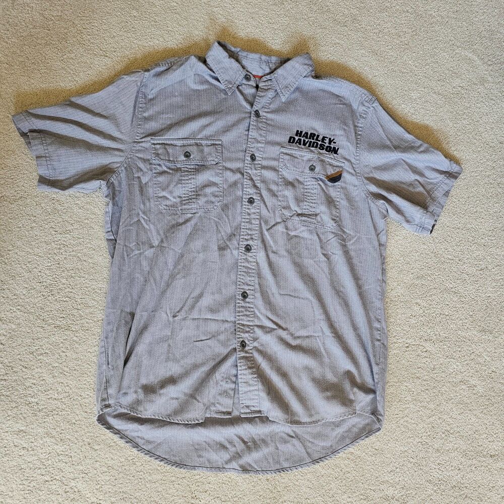 Harley Davidson Gray Button Down Men's XL Shirt Geniune MotorClothes
